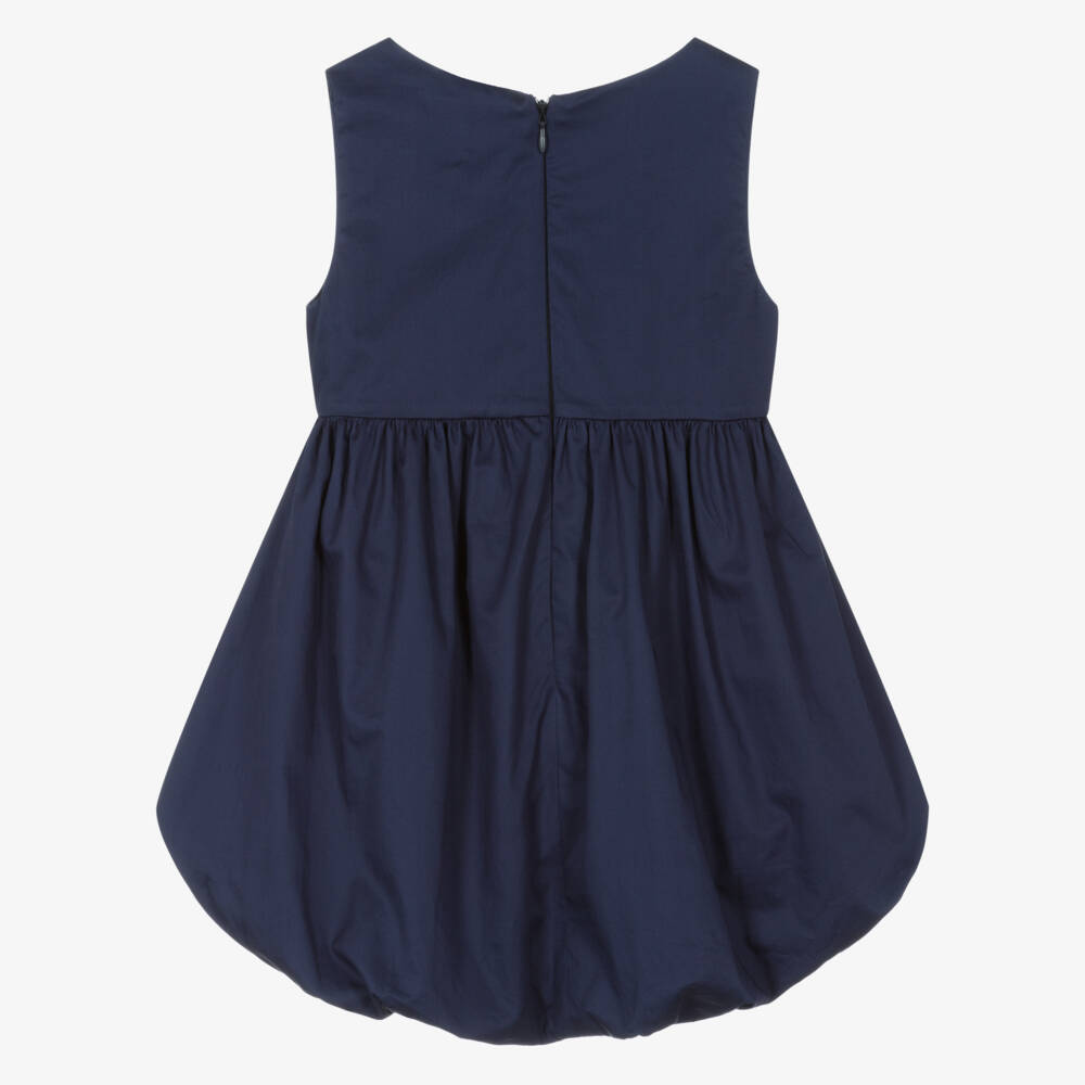 Lapin House-Girls Navy Blue Cotton Bubble Hem Dress | Childrensalon