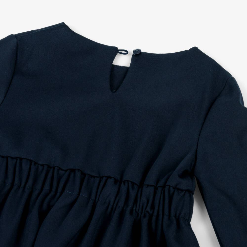 Lapin House-Платье синее из трикотажа с блестящим логотипом для девочек | Childrensalon