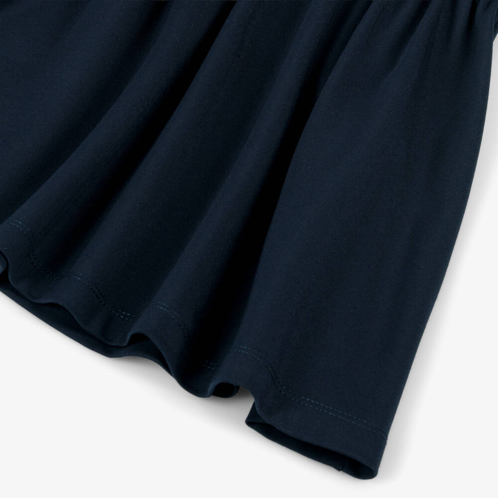 Lapin House-Платье синее из трикотажа с блестящим логотипом для девочек | Childrensalon