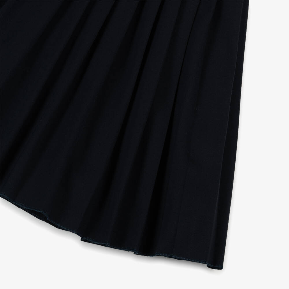 Lapin House-Girls Navy Blue Pleated Dress with Bow | Childrensalon