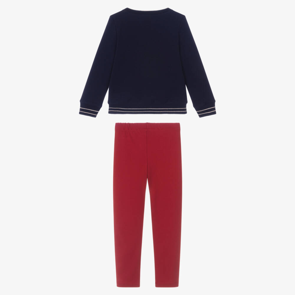 Lapin House-Girls Navy Blue & Red Leggings Set | Childrensalon