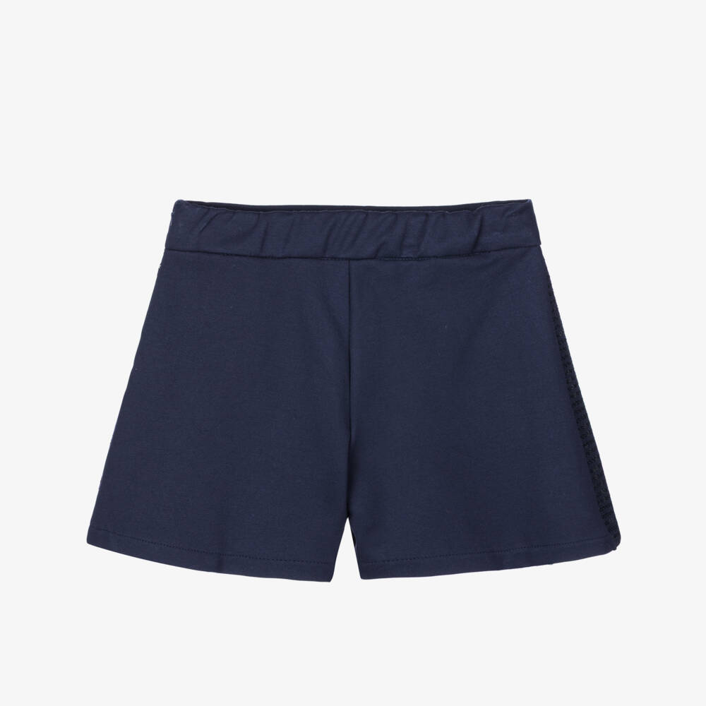 Lapin House-Girls Navy Blue Sequin Pleated Shorts | Childrensalon