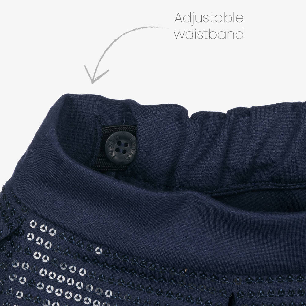 Lapin House-Girls Navy Blue Sequin Pleated Shorts | Childrensalon