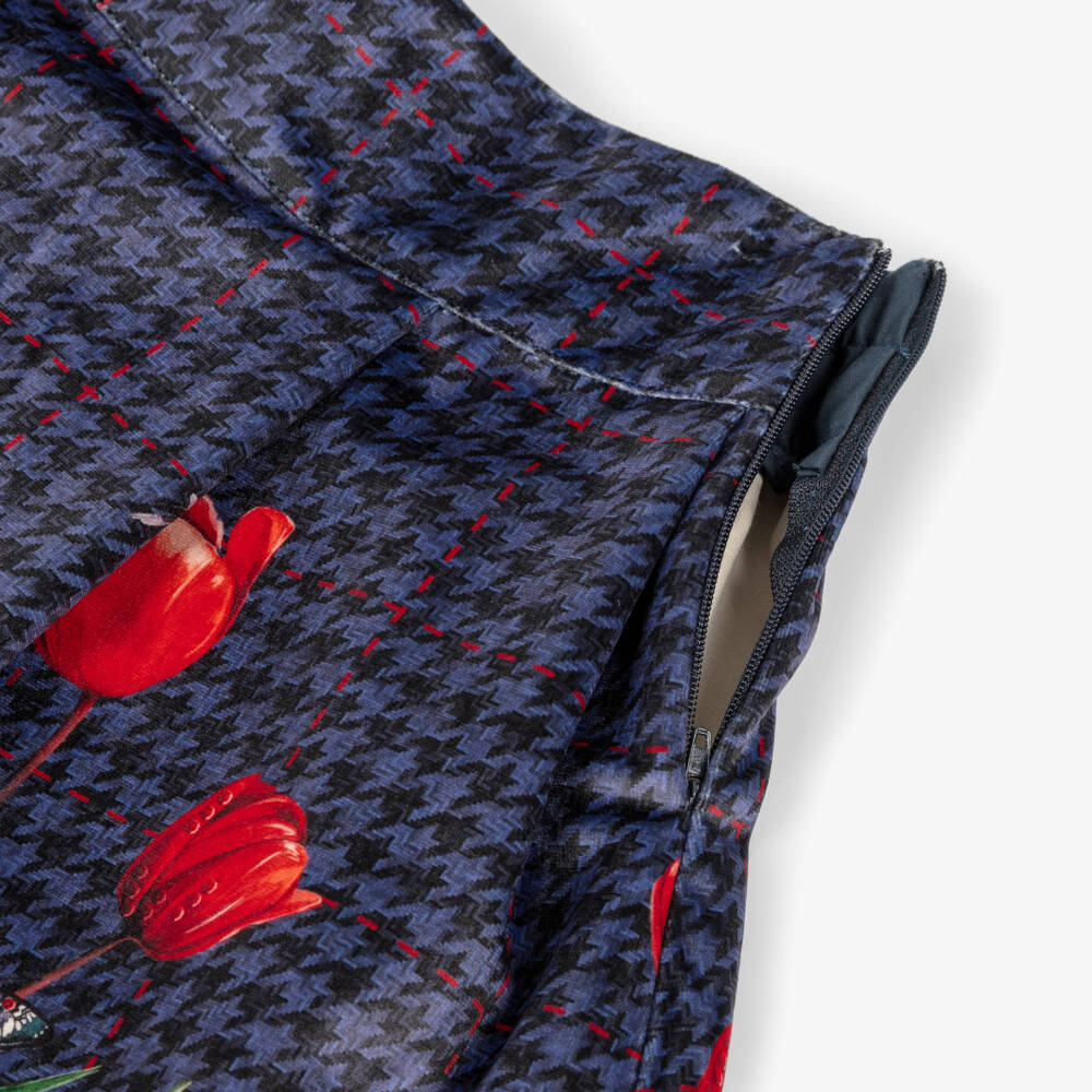 Lapin House-Юбка синяя из вельвета с цветами для девочек | Childrensalon