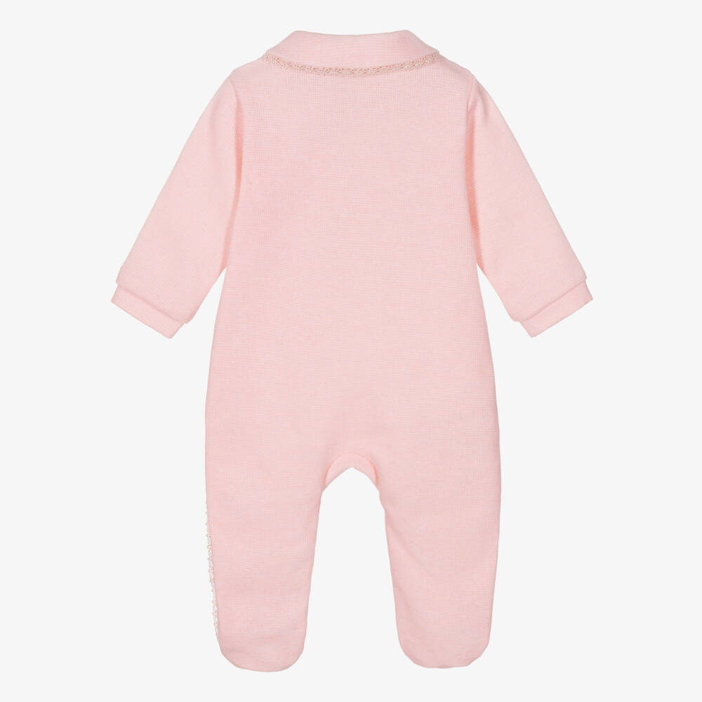 Lapin House-Girls Pale Pink Teddy Bear Babygrow | Childrensalon