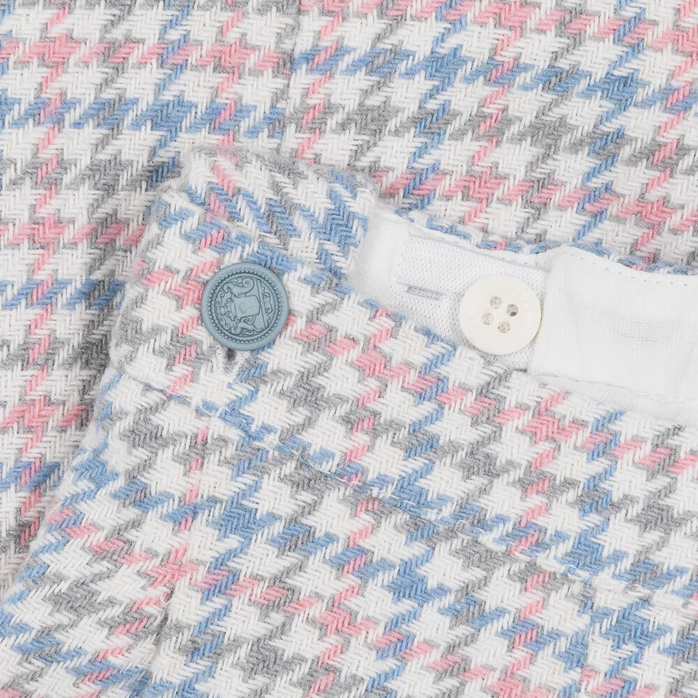 Lapin House-Girls Pink, Blue & Grey Houndstooth Shorts Set | Childrensalon