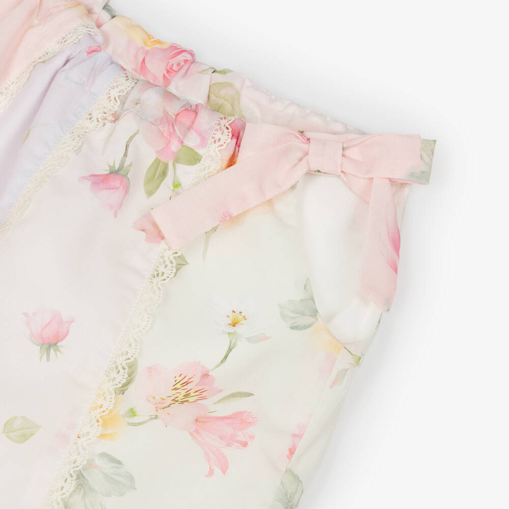 Lapin House-Girls Pink & Ivory Sleeveless Floral Dress with Lace Trim | Childrensalon