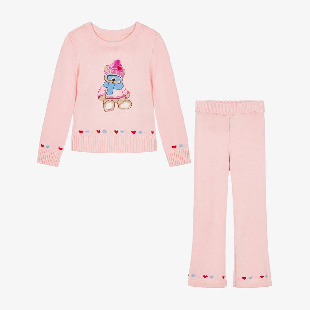 Lapin House-Girls Pink Knitted Sweater & Trouser Set | Childrensalon
