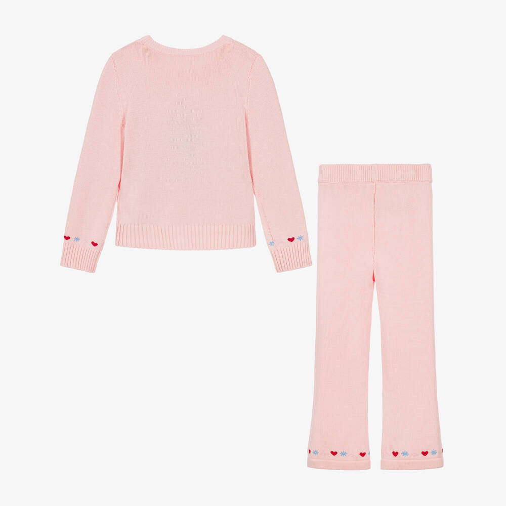 Lapin House-Girls Pink Knitted Sweater & Trouser Set | Childrensalon