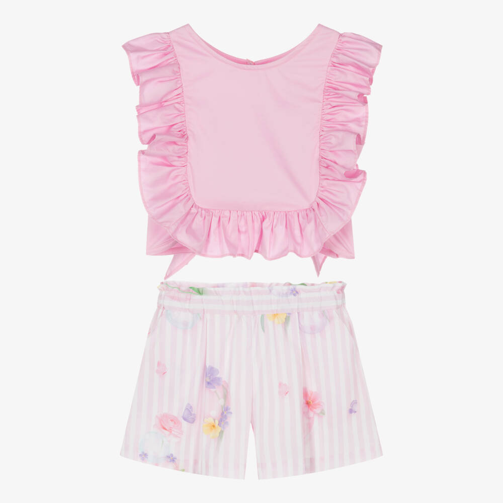 Lapin House Pink Flower Print Bow Shorts main image 0