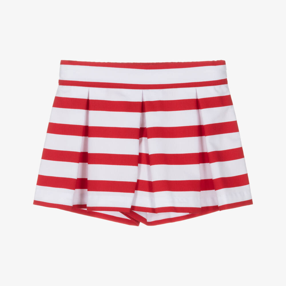 Lapin House-Girls Red & White Striped Shorts  | Childrensalon