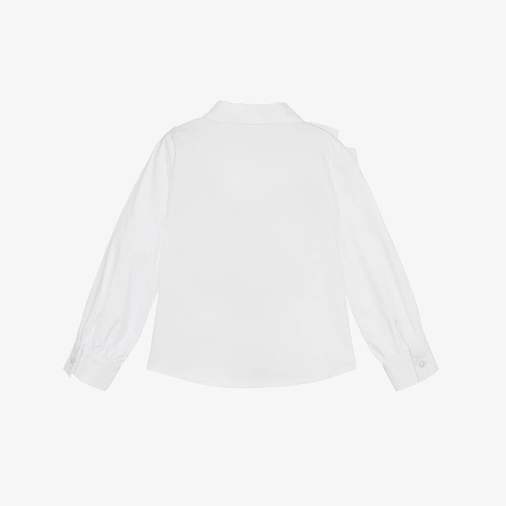 Lapin House-Girls White Cotton Blouse with Bows | Childrensalon