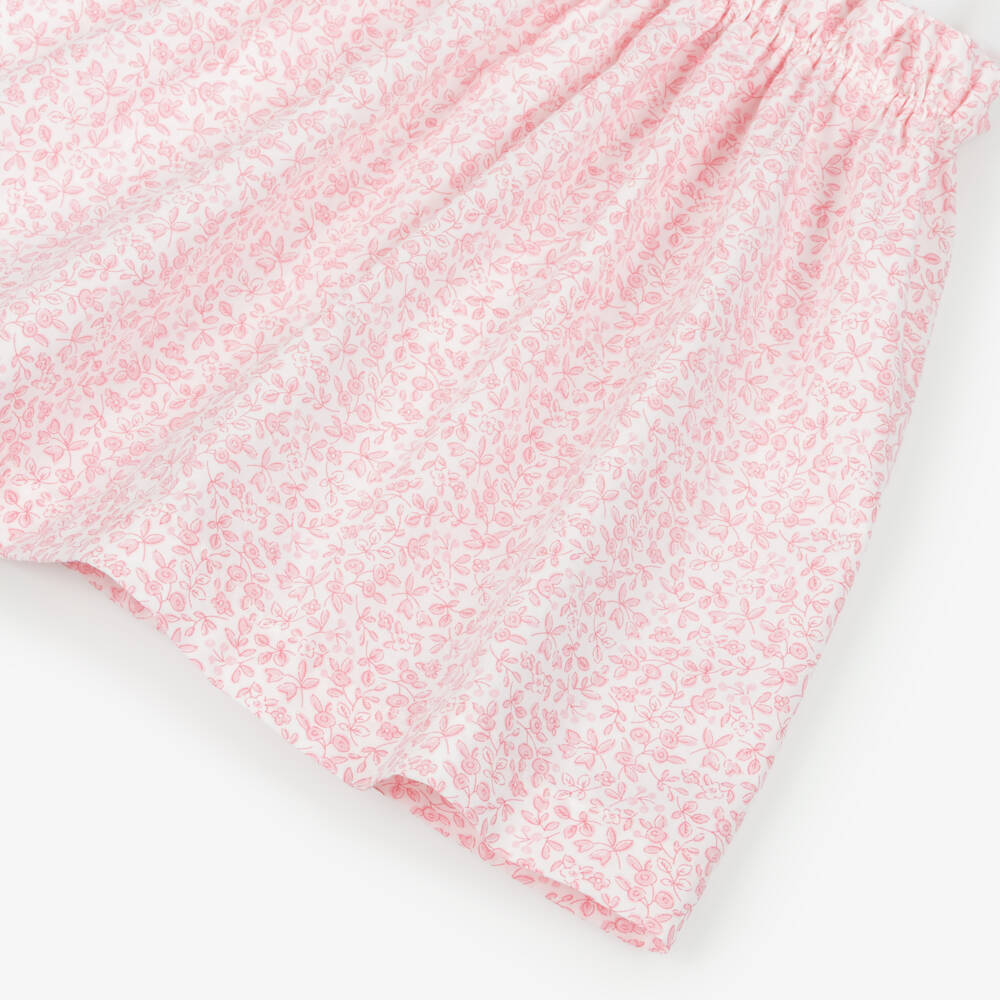 Lapin House-Girls White & Pink Ditsy Floral Cotton Dress | Childrensalon