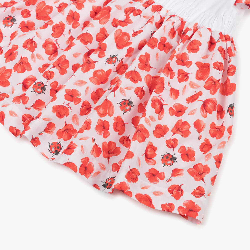 Lapin House-Girls White Poppy & Ladybird Print Dress | Childrensalon