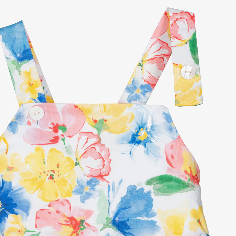 Lapin House-Girls Yellow & Blue Cotton Floral Playsuit | Childrensalon