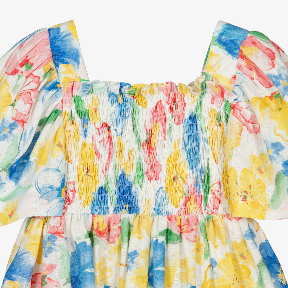 Lapin House-Girls Yellow & Blue Floral Dress | Childrensalon