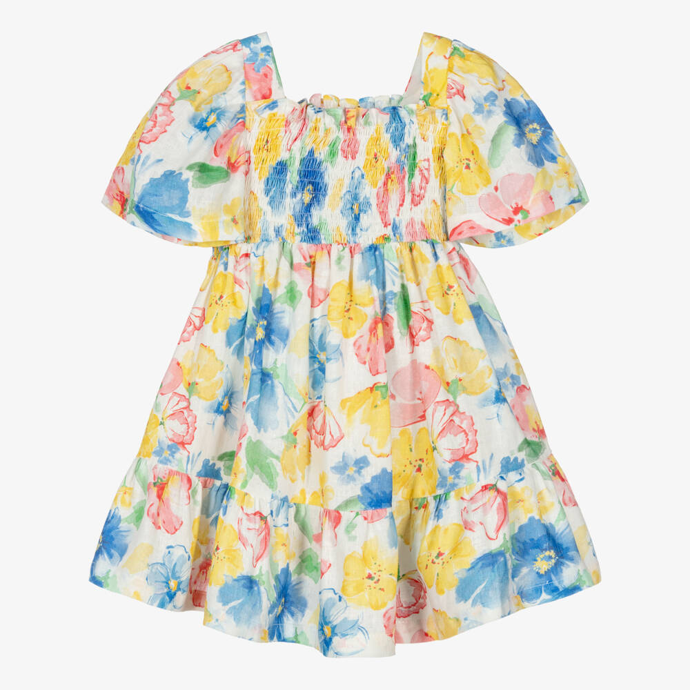Lapin House-Girls Yellow & Blue Floral Dress | Childrensalon