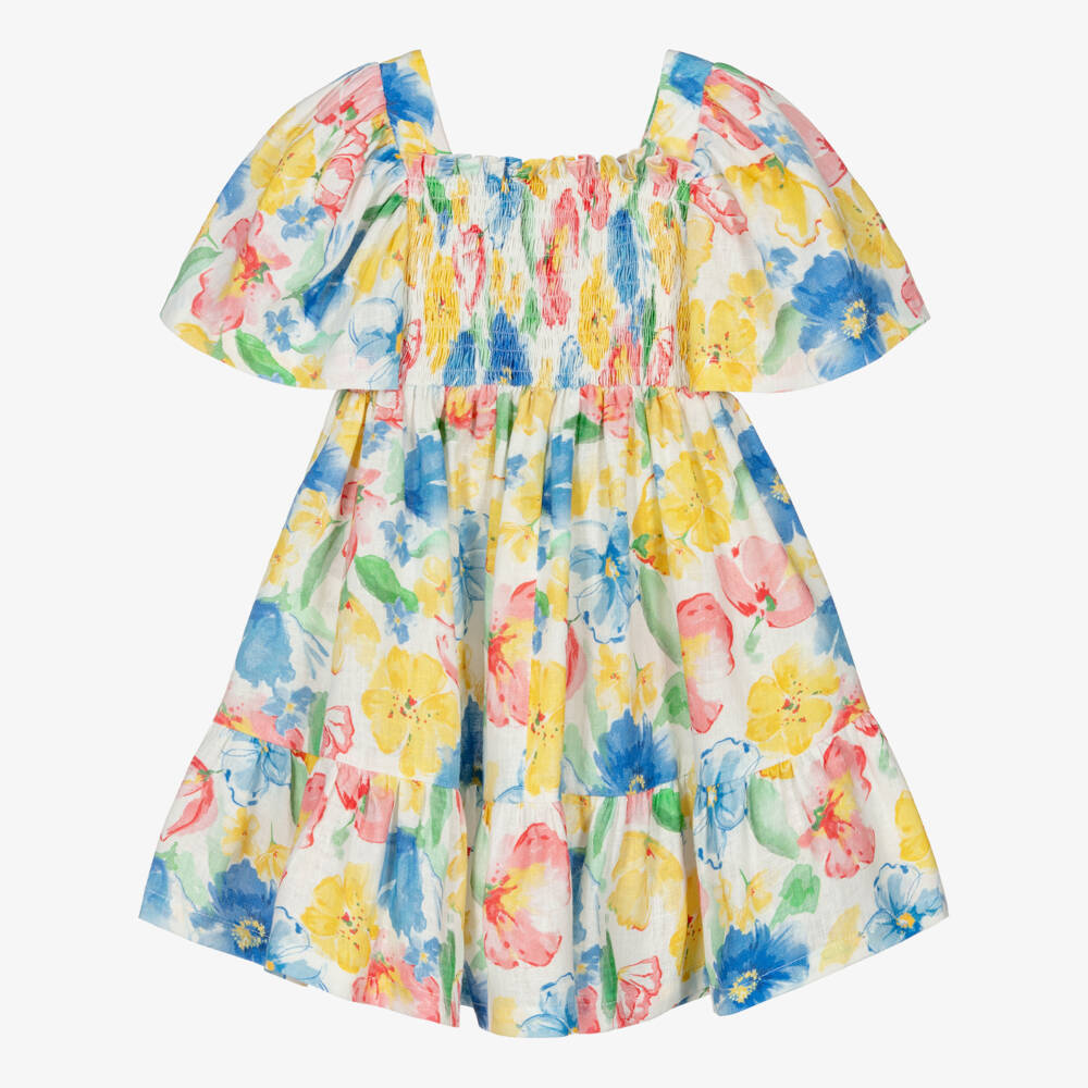 Lapin House-Girls Yellow & Blue Floral Dress | Childrensalon