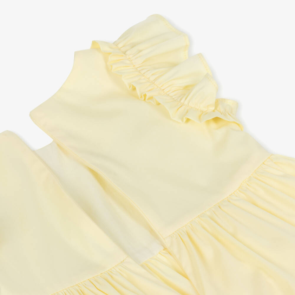 Lapin House-Girls Yellow Cotton Ruffle Dress | Childrensalon