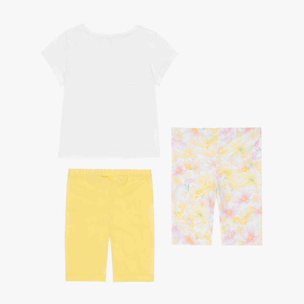 Lapin House-Girls Yellow Floral Cotton Shorts Set | Childrensalon