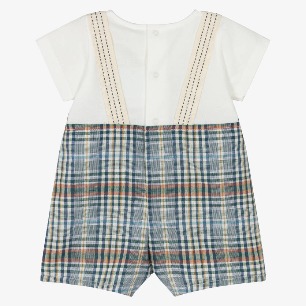 Laranjinha-Baby Boys Blue Check Cotton Shortie | Childrensalon