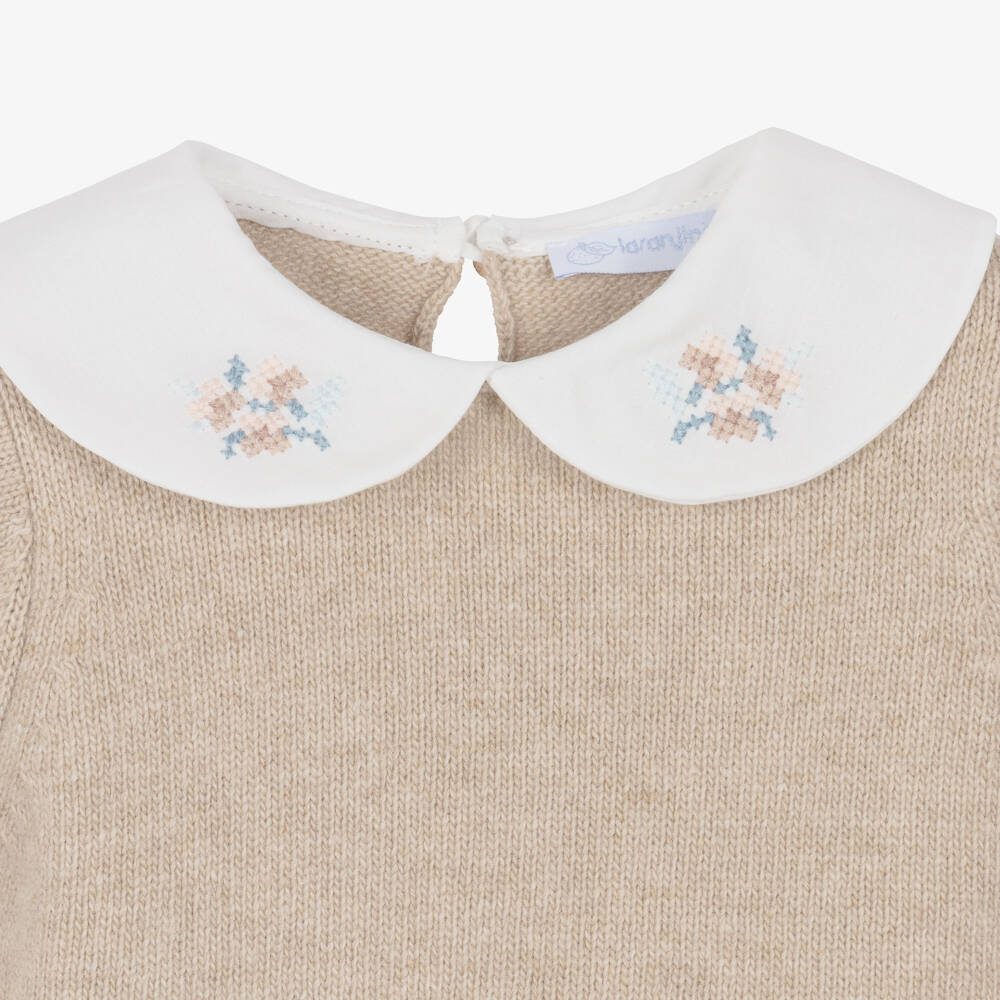 Laranjinha-Baby Girls Floral Shorts Set with Knitted Sweater | Childrensalon