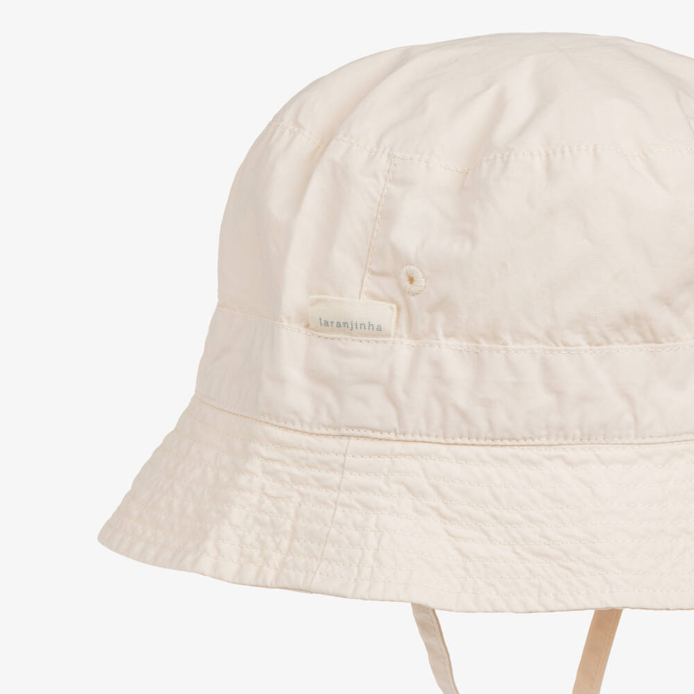 Laranjinha-Beige Cotton Twill Bucket Hat | Childrensalon