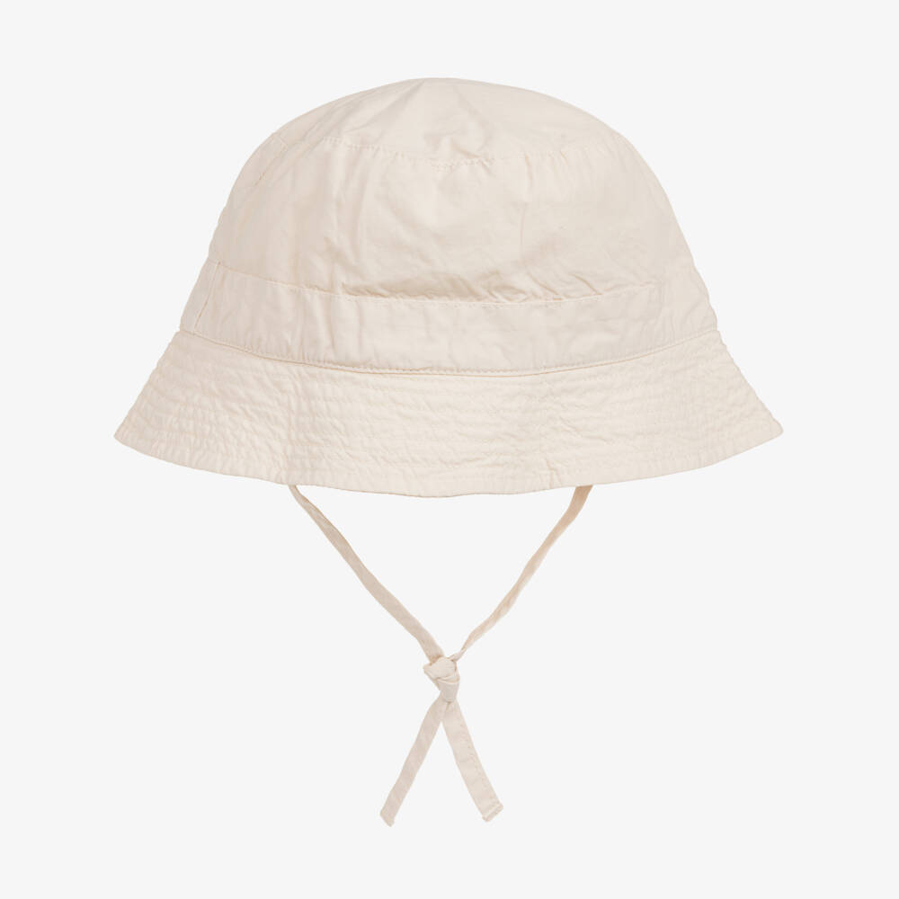 Laranjinha-Beige Cotton Twill Bucket Hat | Childrensalon