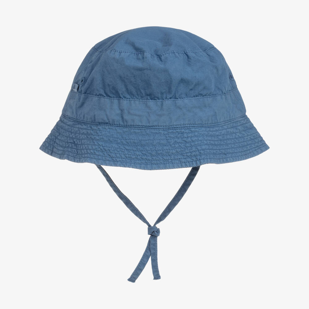 Laranjinha-Blue Cotton Twill Bucket Hat | Childrensalon