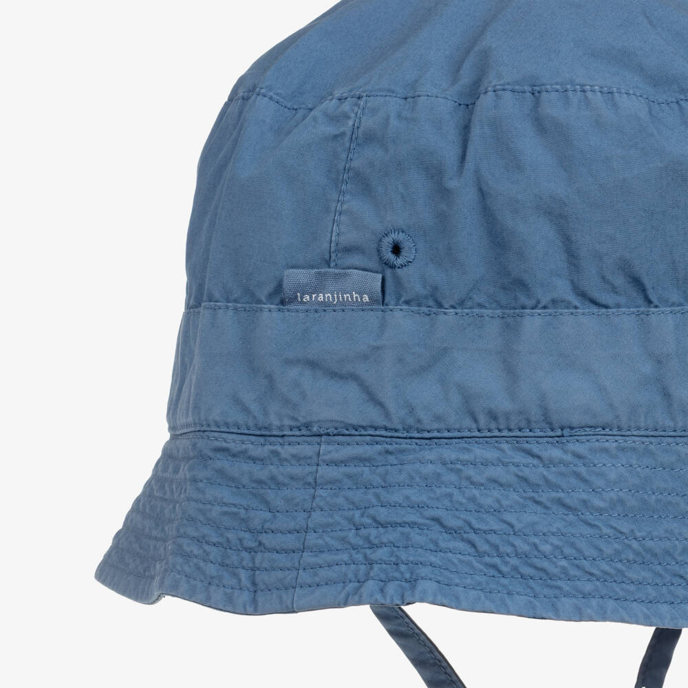 Laranjinha-Blue Cotton Twill Bucket Hat | Childrensalon