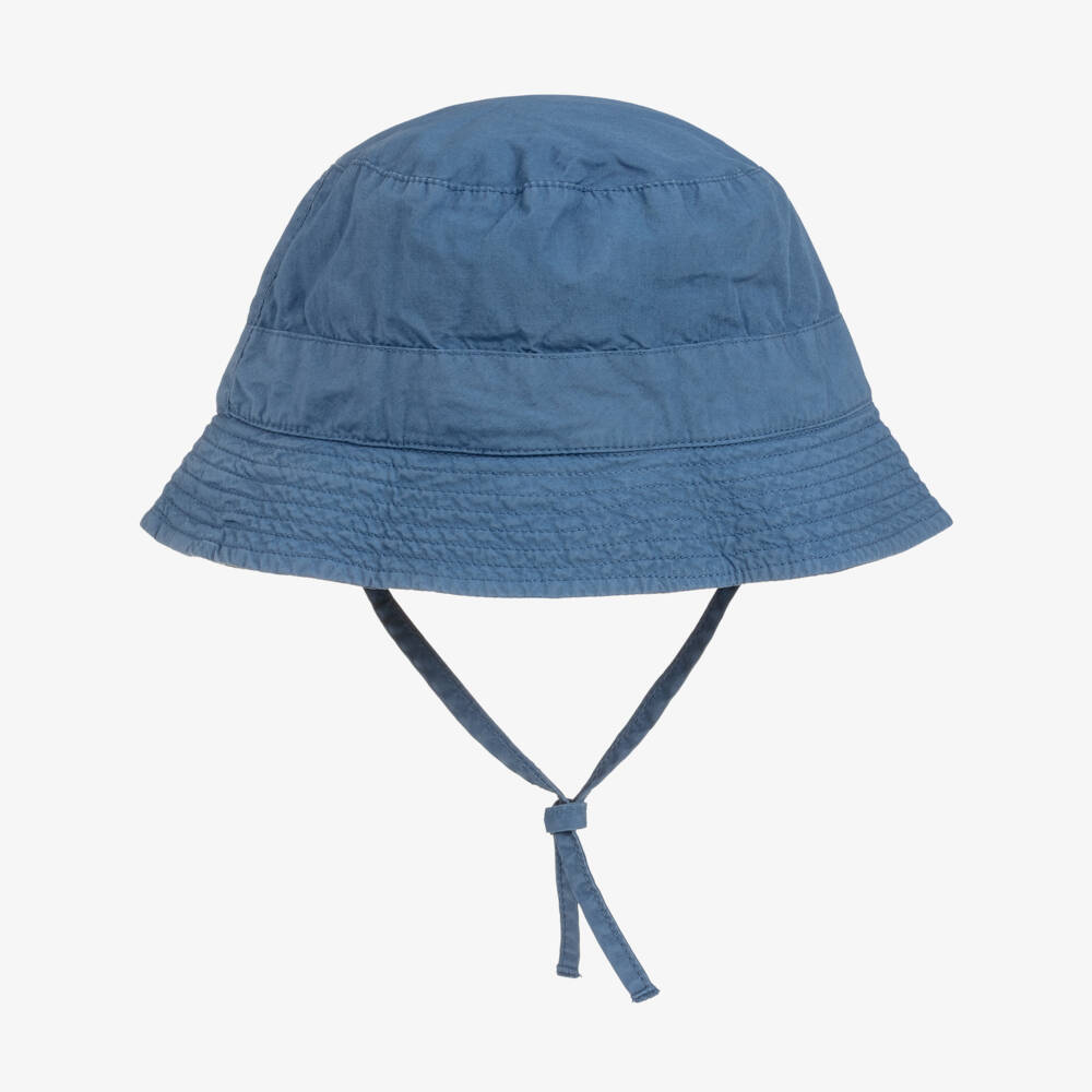 Laranjinha-Blue Cotton Twill Bucket Hat | Childrensalon