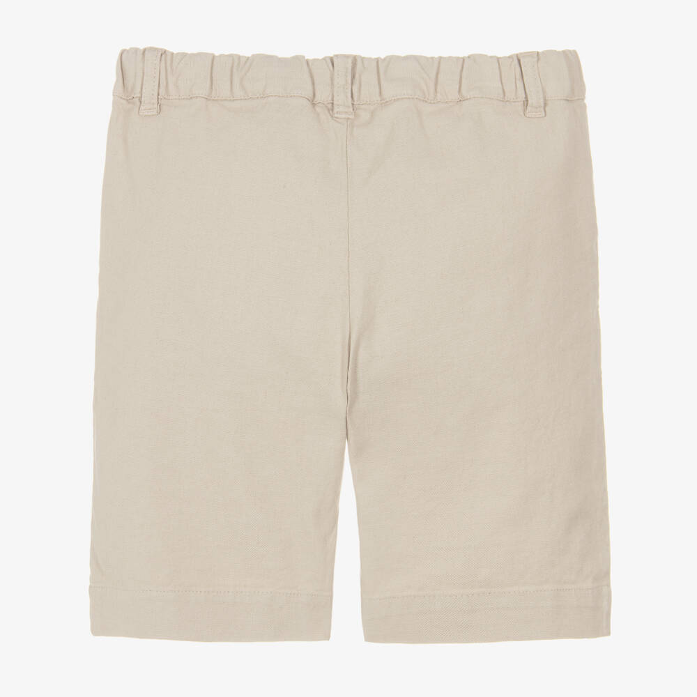 Laranjinha-Boys Beige Cotton & Linen Shorts | Childrensalon