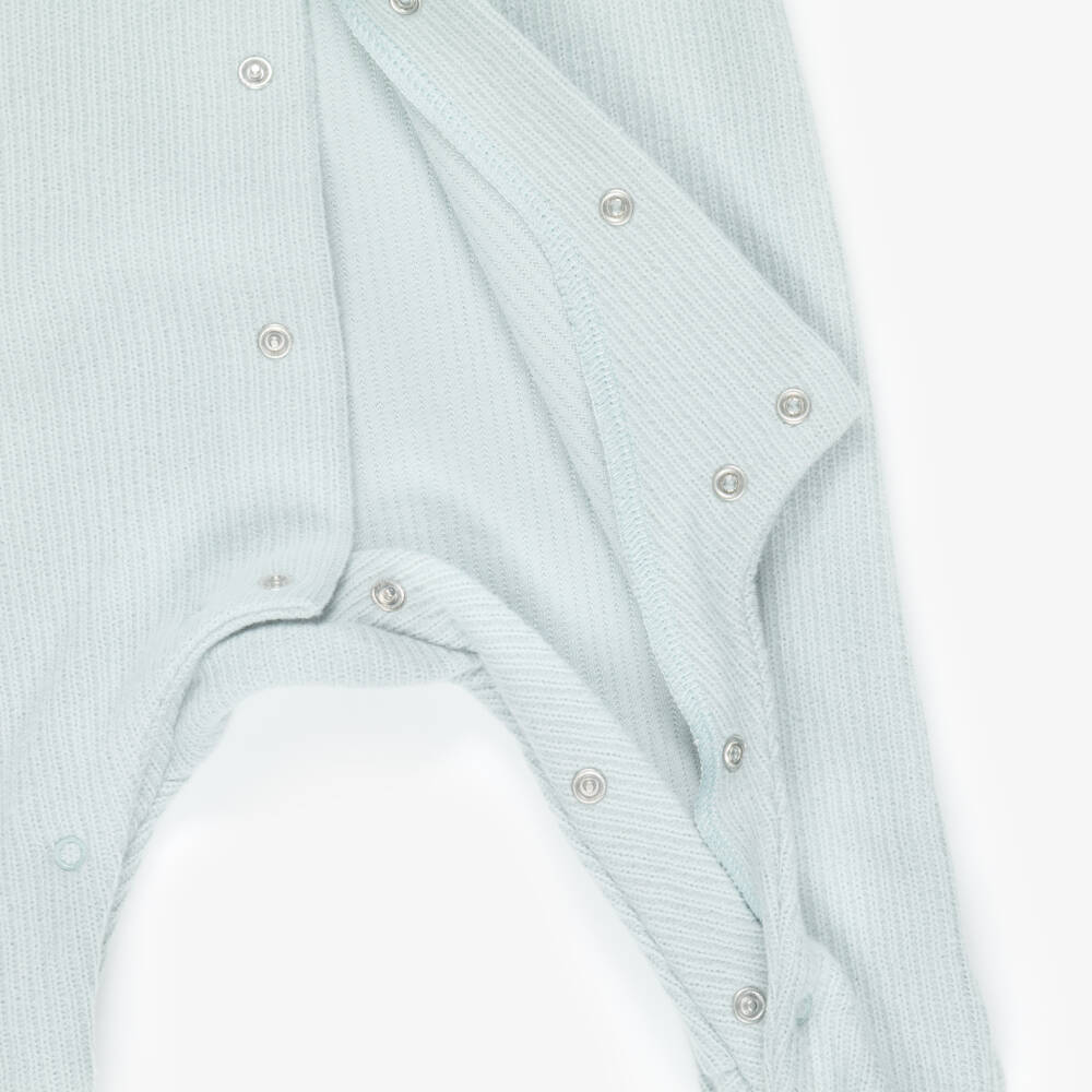 Laranjinha-Boys Blue Ribbed Cotton Knit Babygrow | Childrensalon