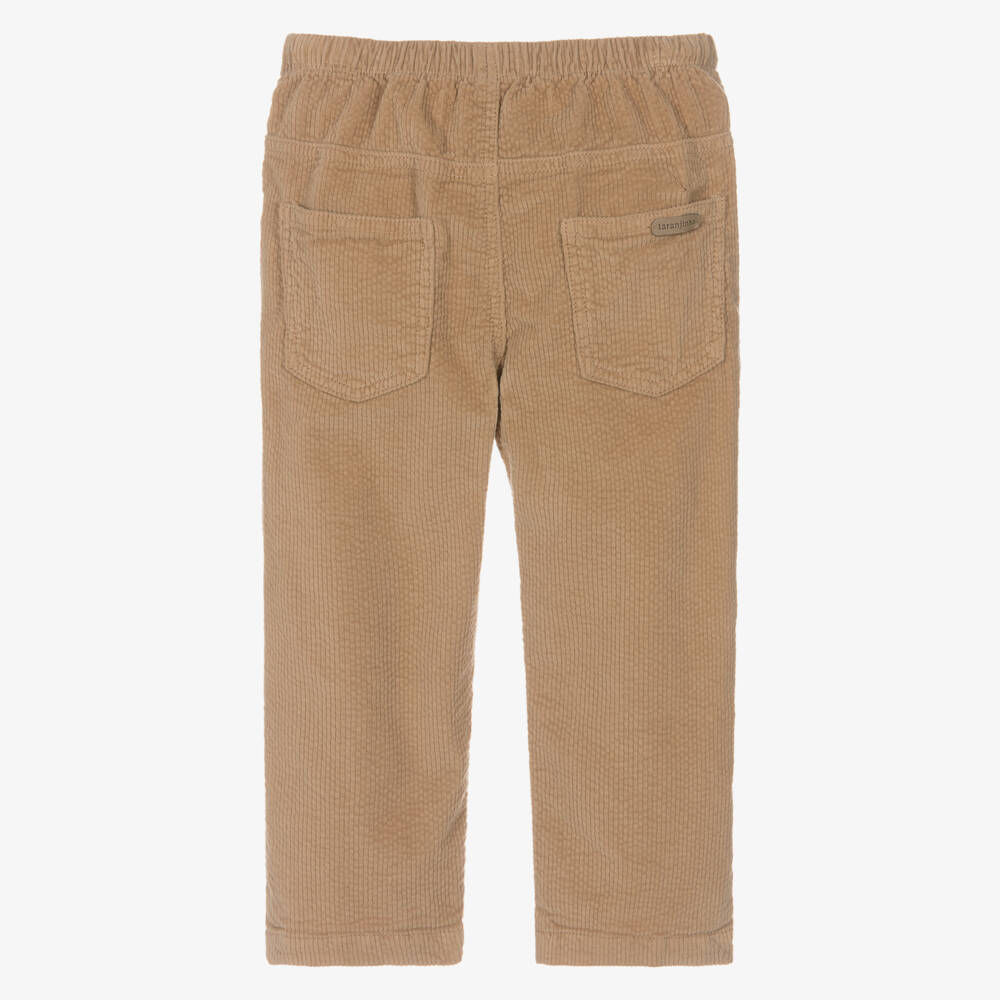 Laranjinha-Boys Dark Beige Cotton Corduroy Trousers | Childrensalon