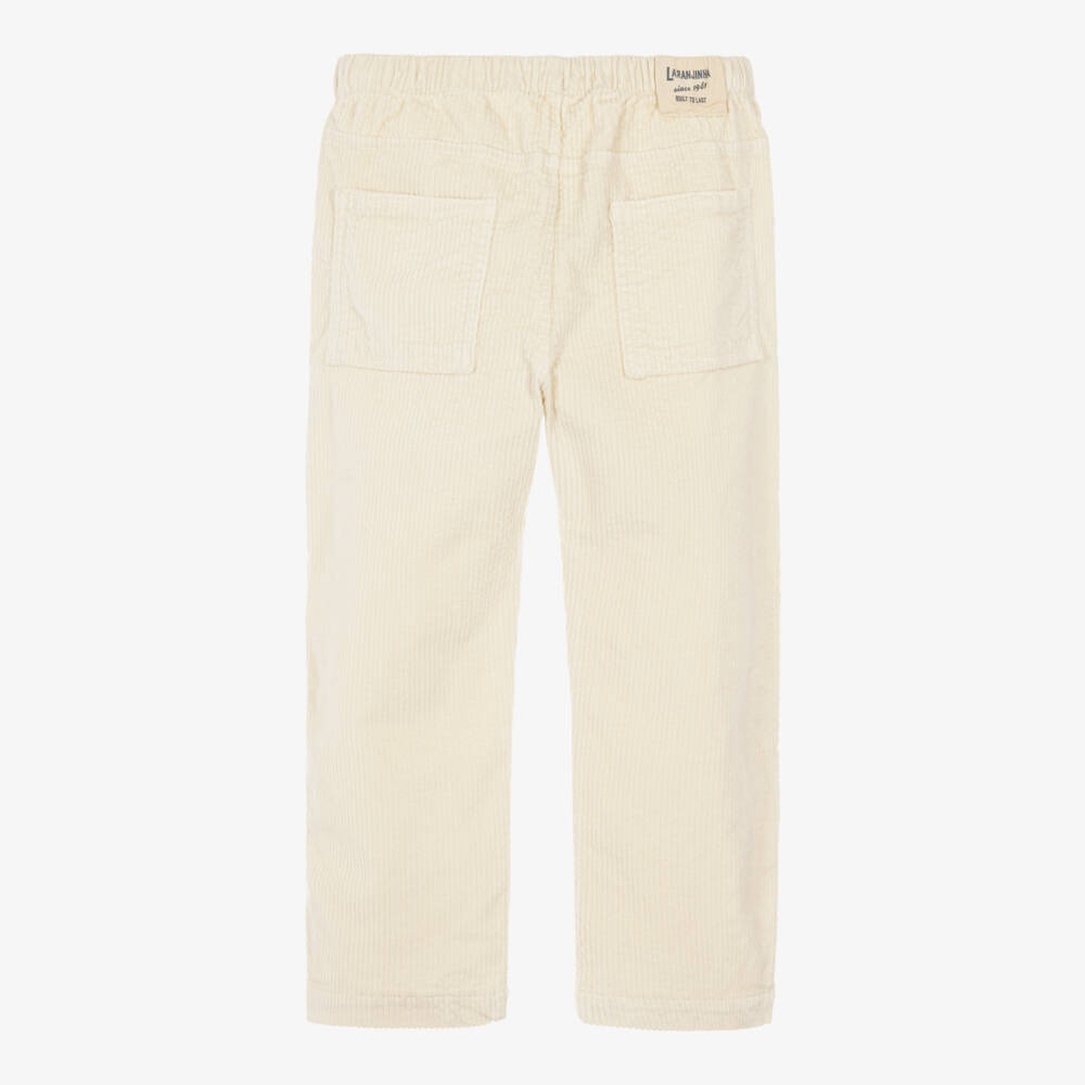 Laranjinha-Boys Ivory Corduroy Drawstring Trousers | Childrensalon