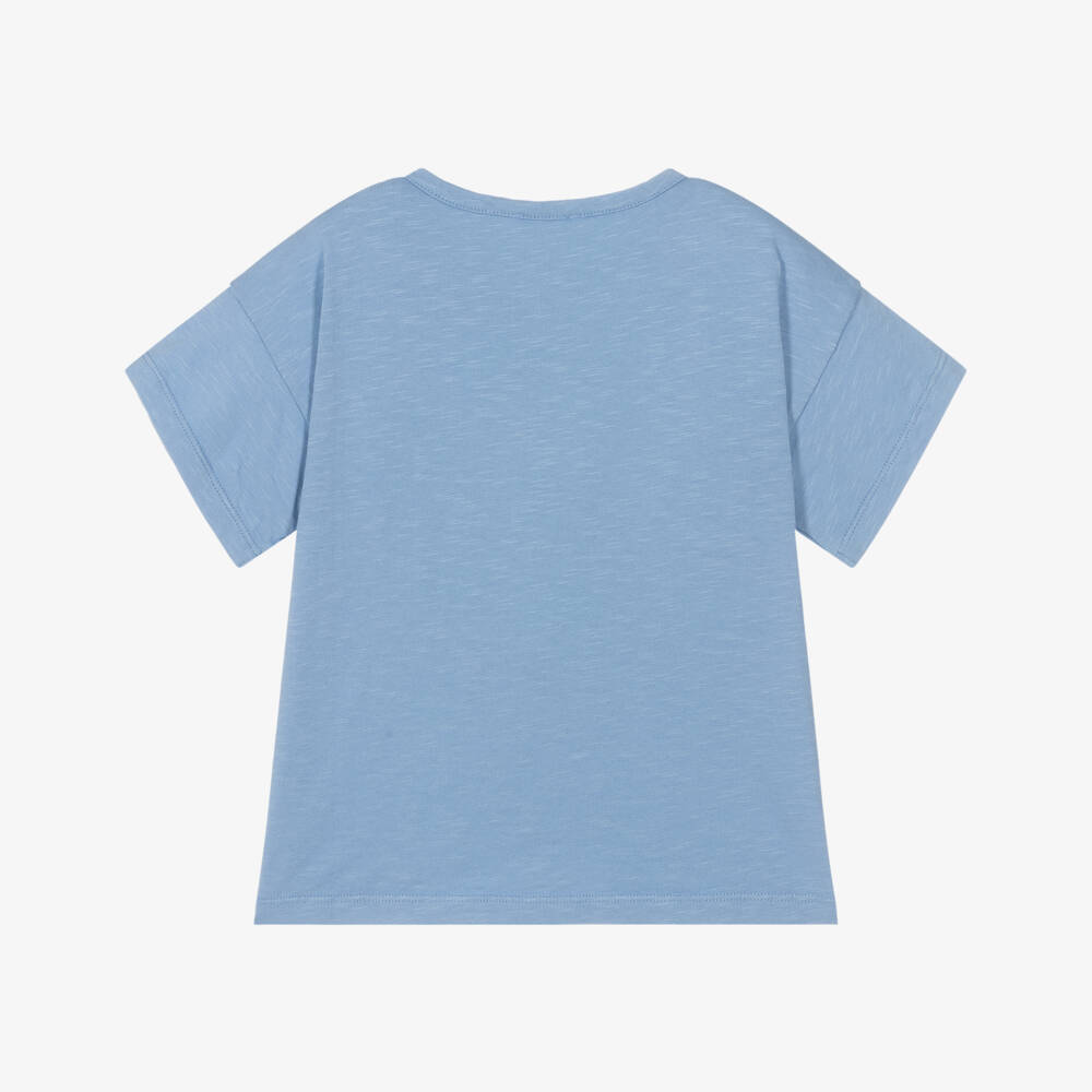 Laranjinha-Boys Light Blue Cotton T-Shirt | Childrensalon