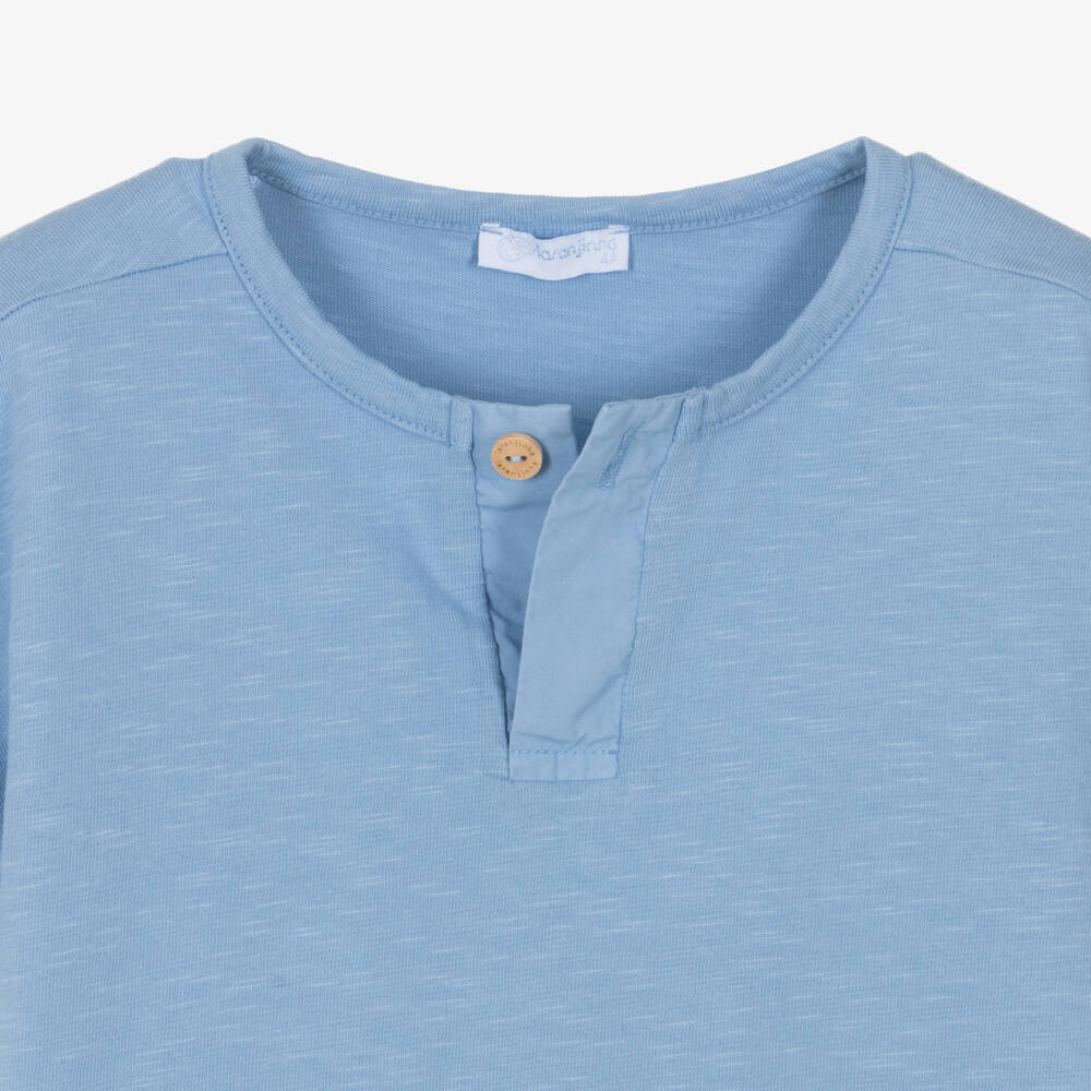 Laranjinha-Boys Light Blue Cotton T-Shirt | Childrensalon