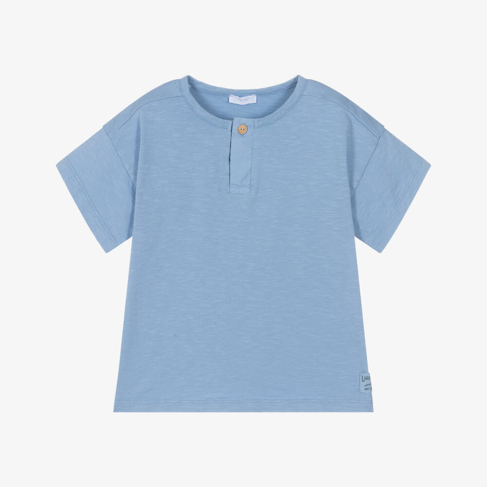 Laranjinha-Boys Light Blue Cotton T-Shirt | Childrensalon