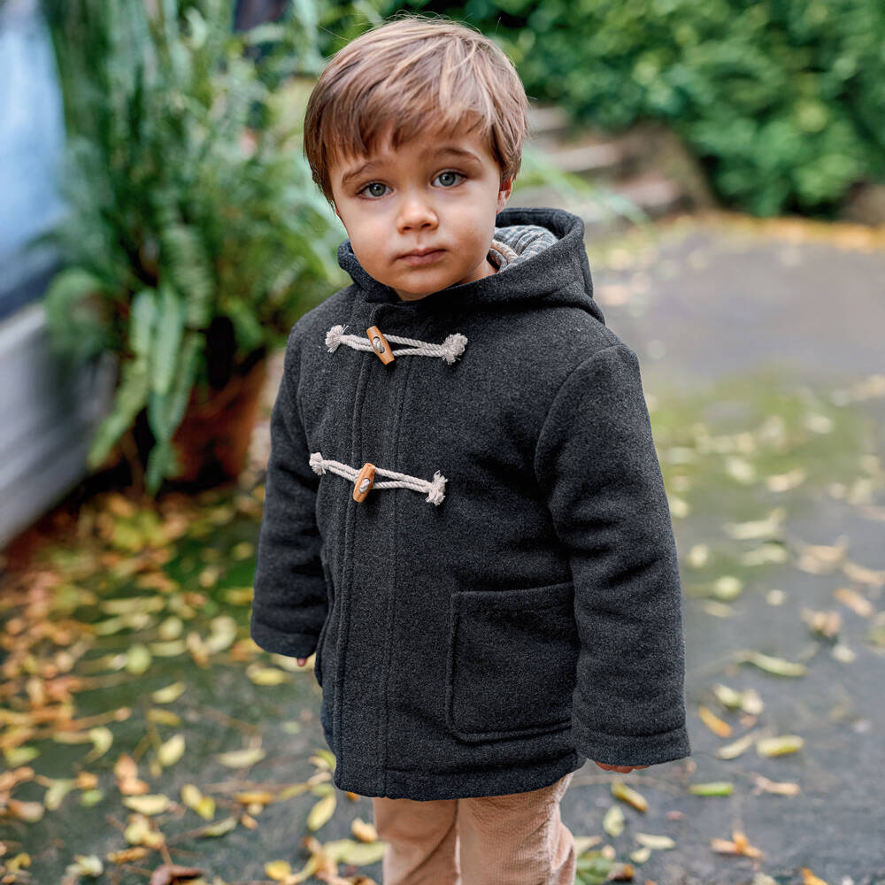 Laranjinha-معطف دافل مزيج صوف لون كحلي للاولاد | Childrensalon