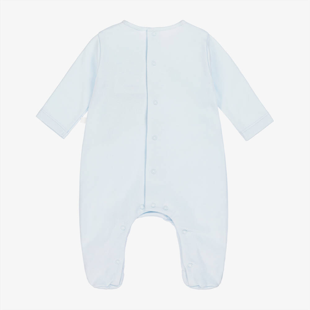 Laranjinha-Boys Pale Blue Cotton Babygrow with Bib Collar | Childrensalon