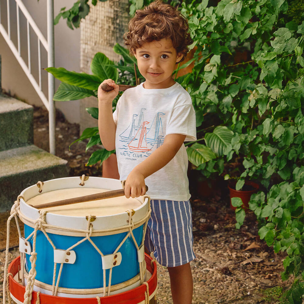 Laranjinha-تيشيرت قطن لون أبيض للأولاد | Childrensalon