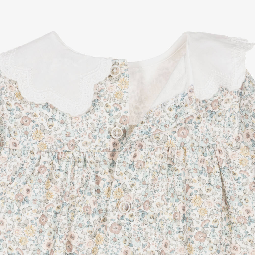 Laranjinha-Girls Floral Blouse & Corduroy Trouser Set | Childrensalon