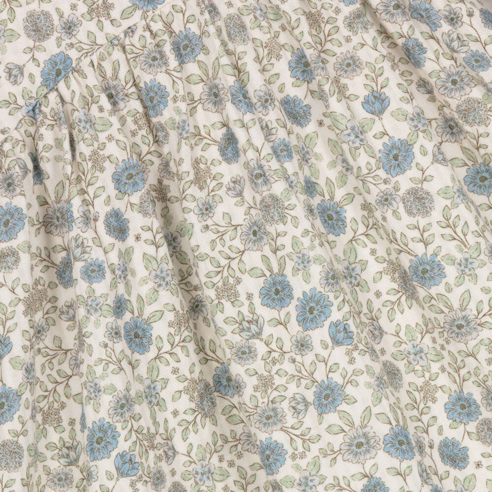 Laranjinha-Girls Green & Blue Floral Cotton Dress | Childrensalon