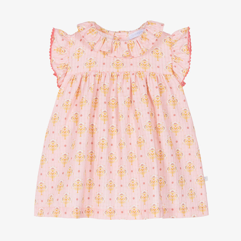 Laranjinha-Платье розовое с цветочным принтом для девочек | Childrensalon