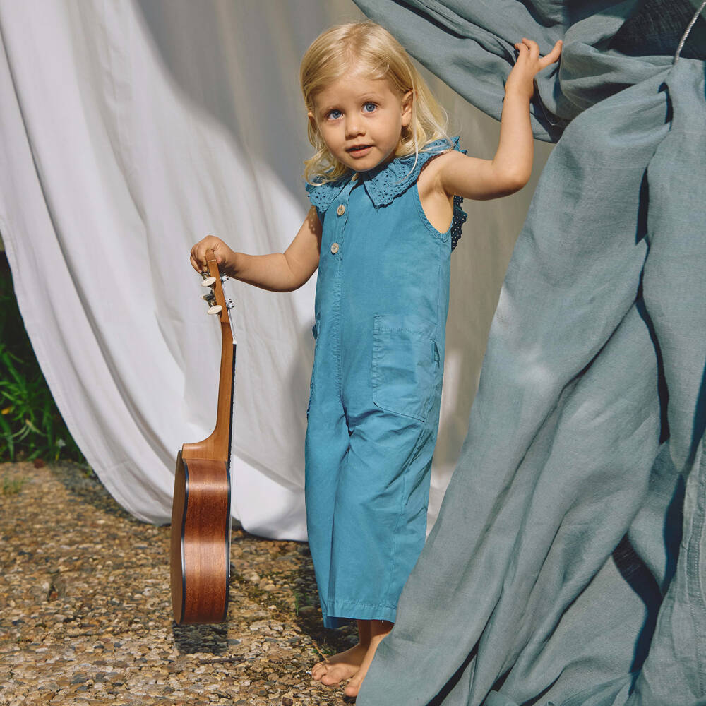 Laranjinha-جمبسوت قطن لون أزرق بترولي للبنات | Childrensalon