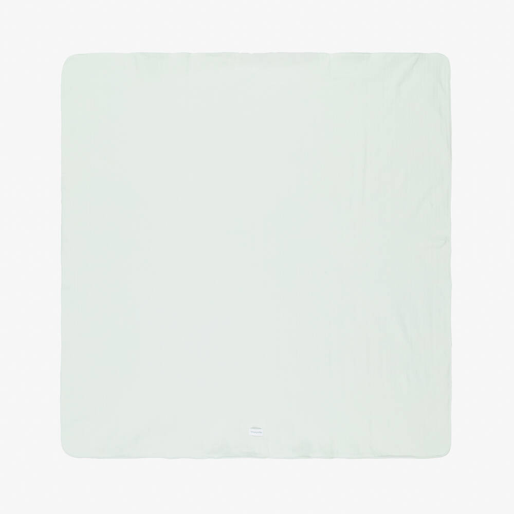 Laranjinha-Green Organic Cotton Pointelle Jersey Blanket (82cm) | Childrensalon