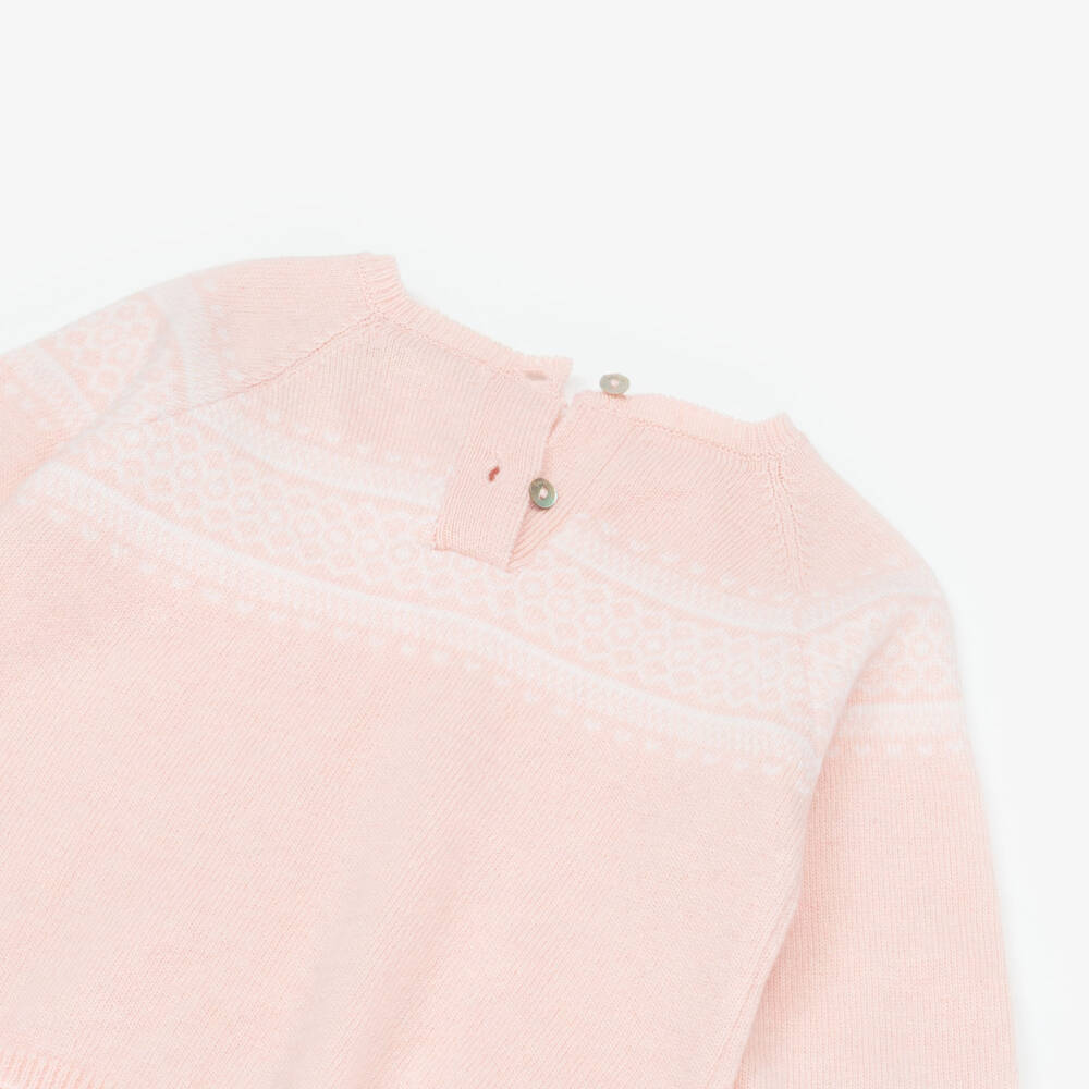 Laranjinha-Pale Pink Knitted 2 Piece Babygrow | Childrensalon