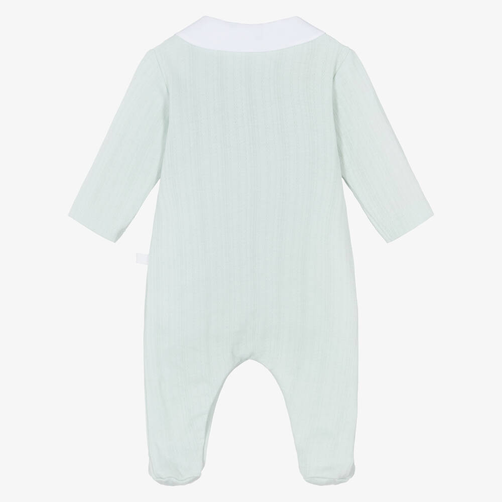 Laranjinha-Pastel Green Organic Cotton Babygrow | Childrensalon