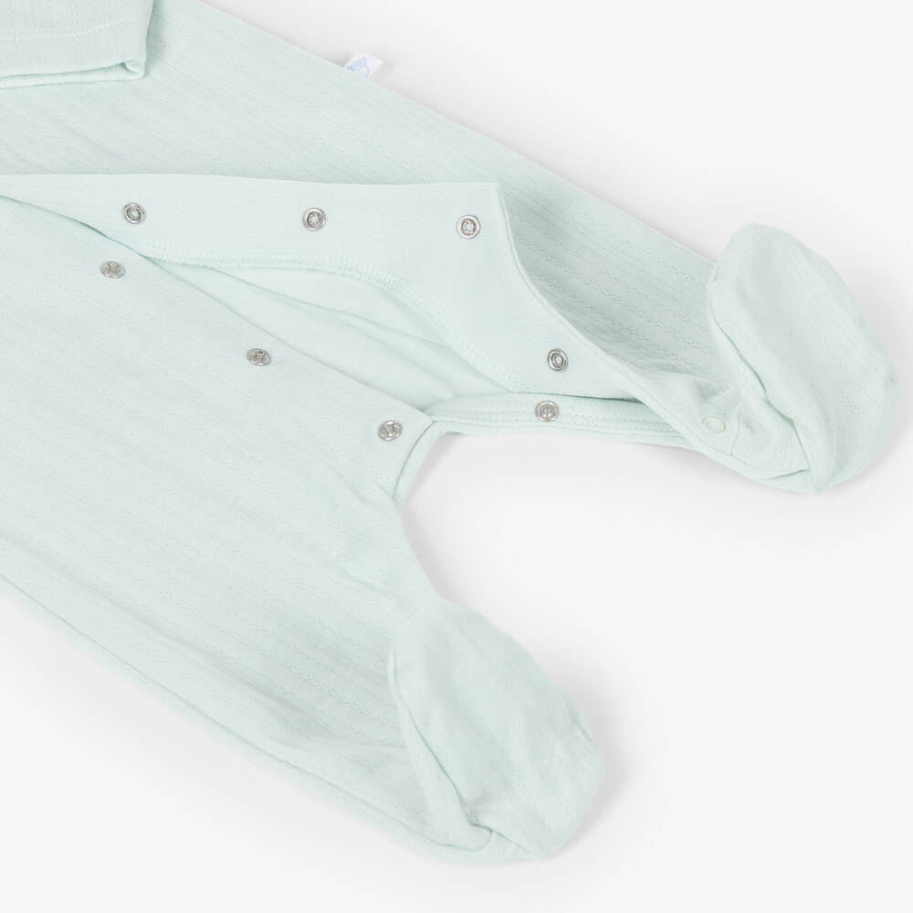Laranjinha-Pastel Green Organic Cotton Babygrow | Childrensalon