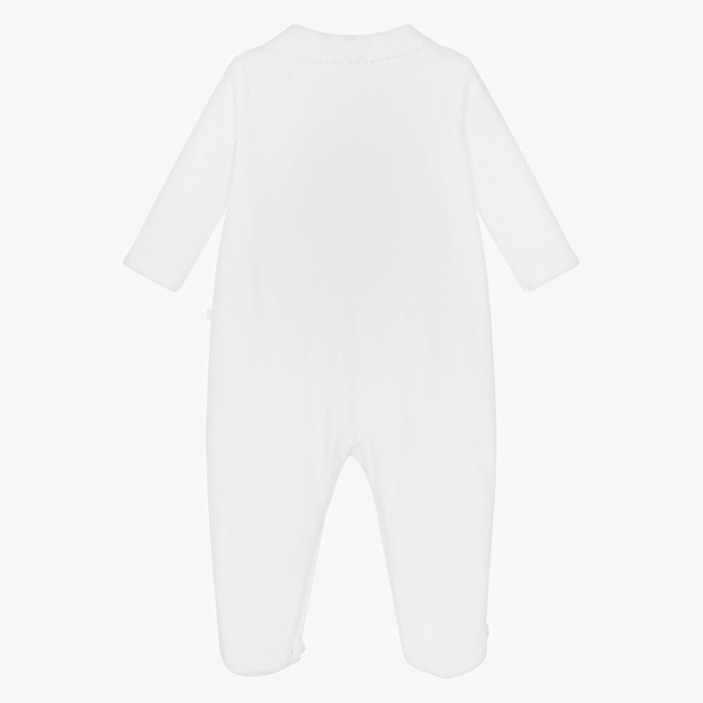 Laranjinha-أفرول بيبي غرو قطن قطيفة لون أبيض للأطفال | Childrensalon